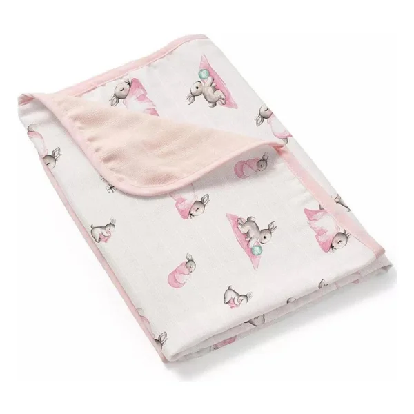 Deux Lapins Bebe Lapin Rose Çift Kat Müslin Battaniye%100 Pamuk - Görsel 3