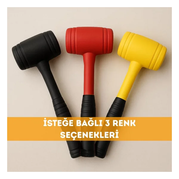 Beylini 50lik Kauçuk Tokmak Fayansçı Tokmağı Çadır Zemin Sabitleme Çelik Seramik Döşeme Tadilat (Sarı) - Görsel 4