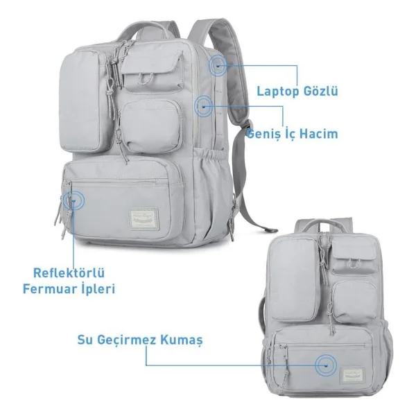 Smart Bags 3210 Laptop Gözlü Okul Sırt Çantası - Görsel 8