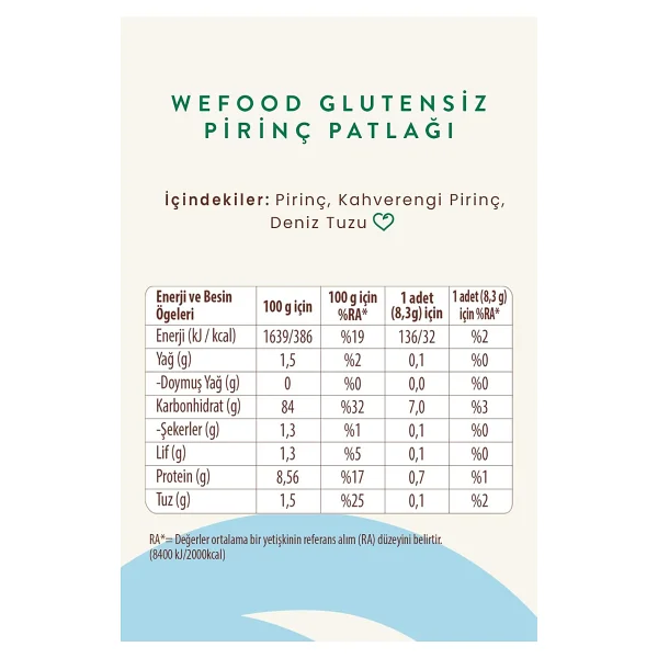 Wefood Glutensiz Pirinç Patlağı 100 gr 5'li Deniz Tuzlu Atıştırmalık Sağlıklı Seçenek - Görsel 2