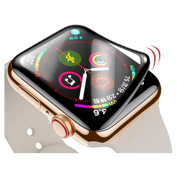 Microcase Apple Watch SE 40 mm Tam Kaplayan Kavisli Ekran Koruyucu 3D Pet Film - Siyah - Görsel 4