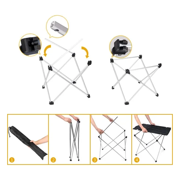 Haegs Ultralight 73x53 cm Kamuflaj Katlanır Kamp Masası - Görsel 5