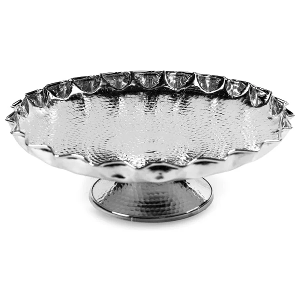 ANTEPSEPETİ Gümüş Kaplama Ayaklı Bakır Meyvelik,Sunumluk 26,5 CM - Görsel 2