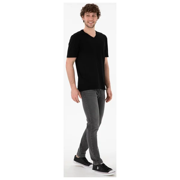 U.S. Polo Assn 50305858-VR046 Siyah Kısa Kollu V Yaka Erkek Tişört - Görsel 5