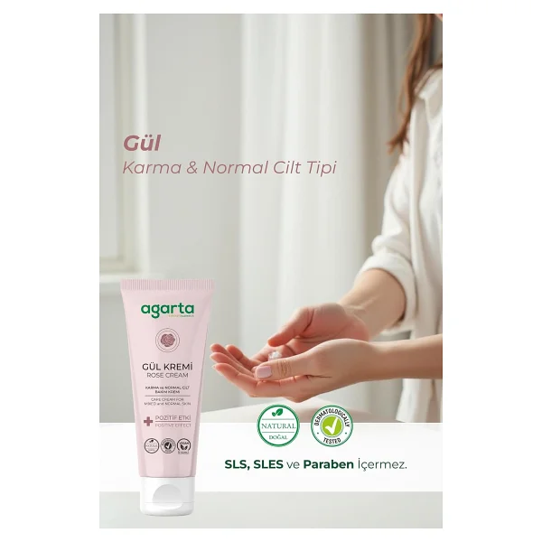 Agarta Doğal Gül Kremi 75 ml Nemlendirici - Görsel 4