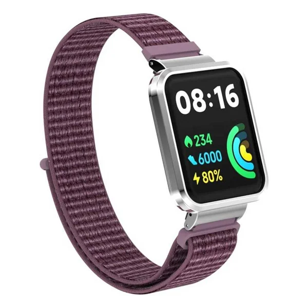 Microsonic Xiaomi Redmi Watch 2 Lite Koyu Pembe Woven Spor Kordon - Görsel 6