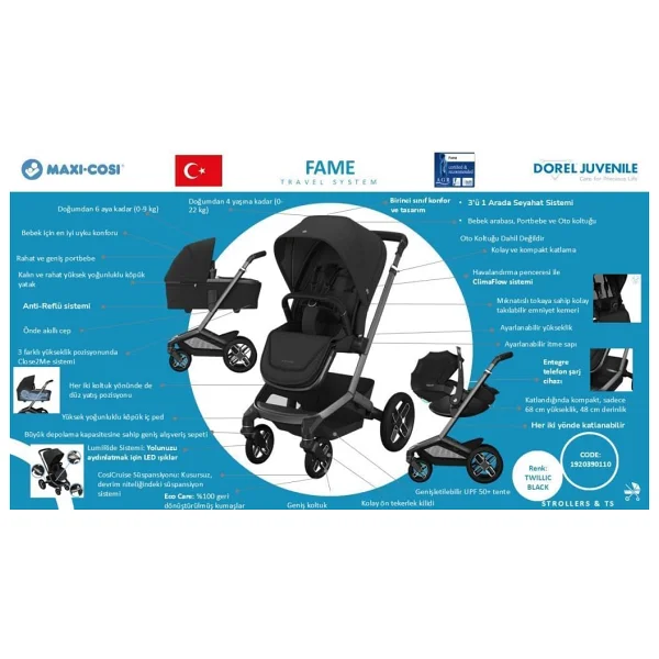 Maxi-Cosi Fame Portbebeli Bebek Arabası - Görsel 3
