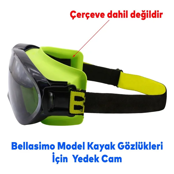 Badem10 Bellasimo Çerçevesiz Kayak Gözlüğü Camı Lens Değiştirebilir Cam Antifog Güneş Kar Gözlük Camı Füme - Görsel 7