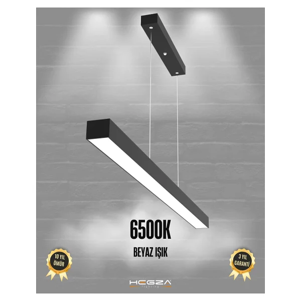 Hegza Lighting LİNEER-100 Ayarlanabilir Sarkıt LEDli Modern Siyah Led Avize (6500K (Beyaz Işık)) - Görsel 4