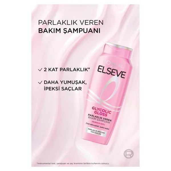 ELSEVE Glycolic Gloss Parlaklık Veren Saç Bakım Rutini Seti: Şampuan, Saç Kremi, Bakım Spreyi - Görsel 10