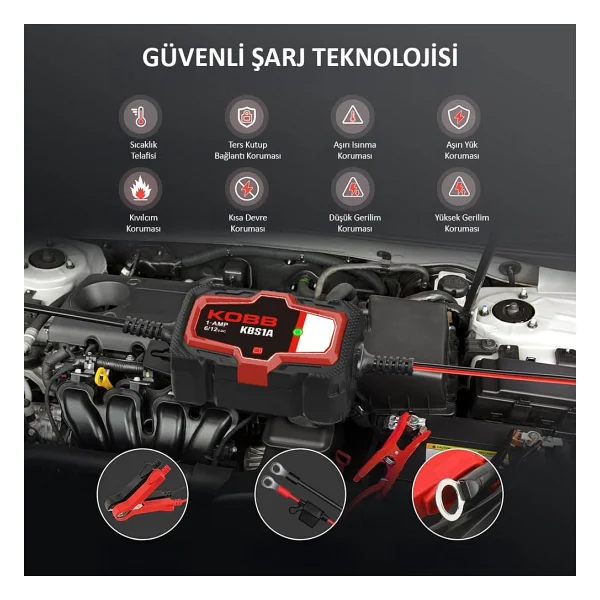 Kobb KBS1A 6-12 V 30 A Akıllı Akü Şarj Cihazı - Görsel 5