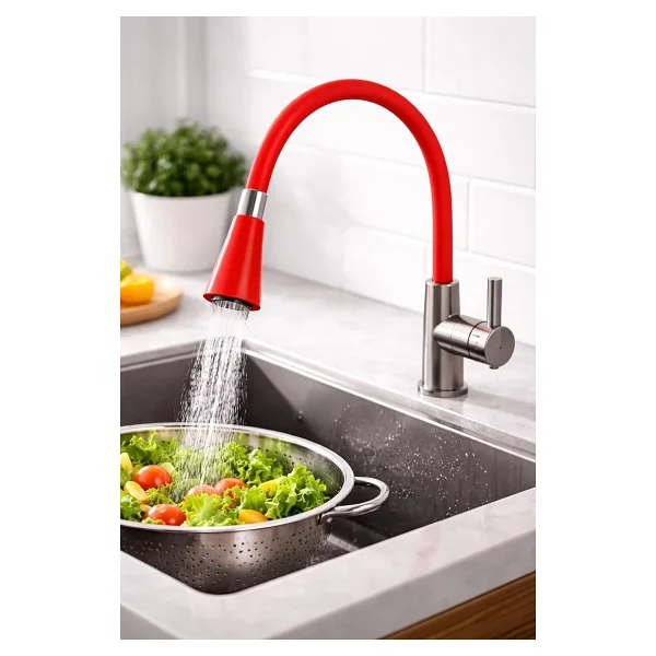 Kyrotech Esnek Silikon Musluk Başlığı - Kıvrılabilir ve Oynar Başlıklı, Beyaz Renkli Musluk Uzatma Aparatı Mutfak ve Banyo Bataryaları İçin Ayarlanabilir Su Yönlendirici 52 CM - Görsel 2