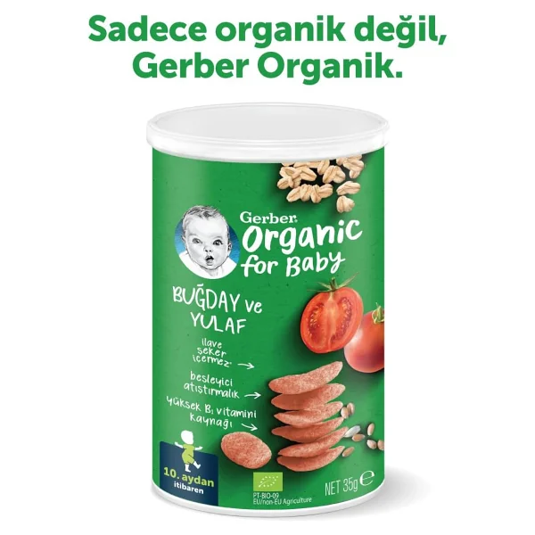 Gerber Organik Buğday ve Yulaflı Bebek Atıştırmalığı 35 gr 5 Adet - Görsel 9
