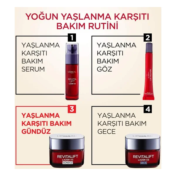 L'Oreal Paris Revitalift Lazer X3 Yoğun Yaşlanma Karşıtı Gündüz Bakım Kremi 15 ml - Görsel 9