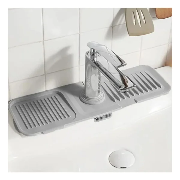 Tanemce Elastik Musluk Matı Su Tutucu Düzenleyici Kaydırmaz Taban Organizer Mutfak Banyo Lavabo, Antrasit - Görsel 2