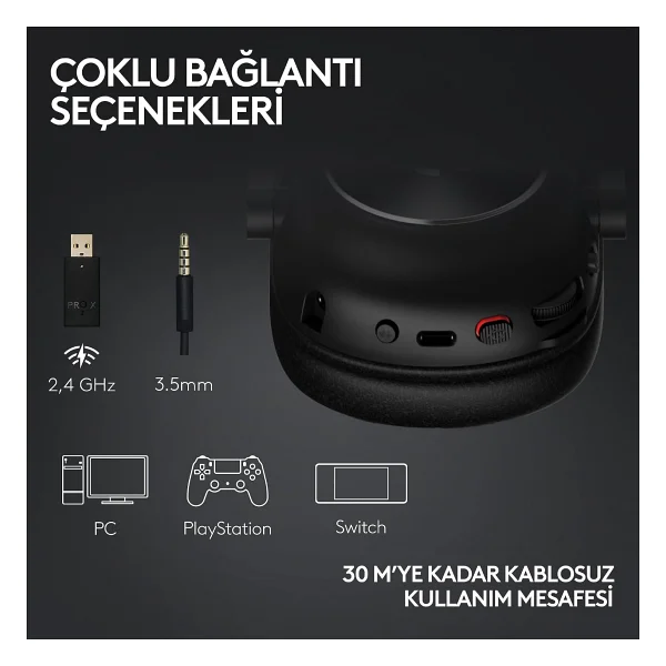 Logitech G Pro X 2 Lightspeed Beyaz 7.1 Kablolu/Kablosuz Kulak Üstü Oyuncu Kulaklığı - Görsel 5