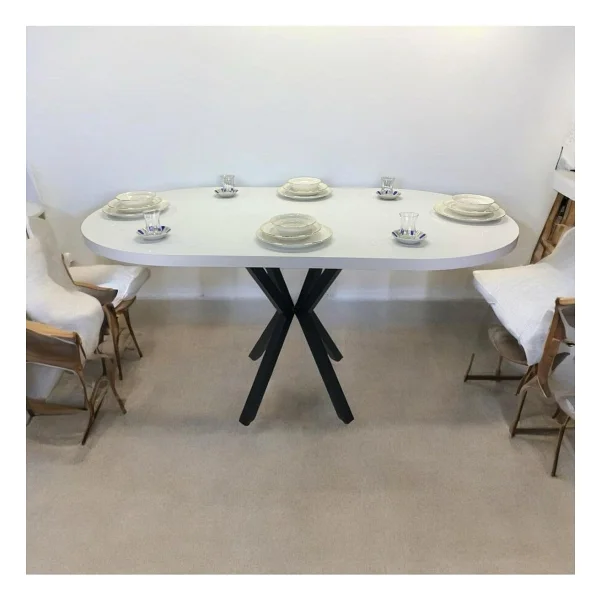 Mobilyacın Oval Yemek Masası 6 Kişilik 160 X 90 Beyaz - Görsel 4