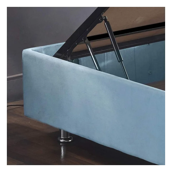 Niron Cozy 120x200 Tek Kişilik Yatak Seti - Mavi Kumaş Baza, Başlık Ve Yatak Takımı - Görsel 7