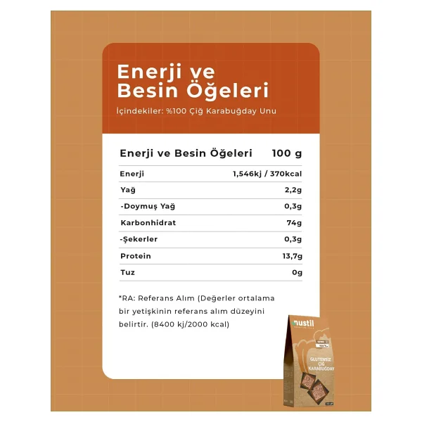 Nustil Glutensiz Çiğ Karabuğday Unu 350 gr - Görsel 2
