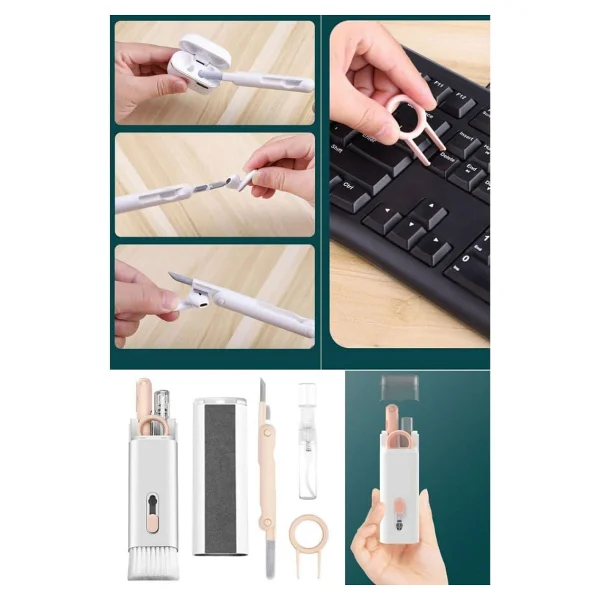 Jouis 7'si 1 arada Elektronik Temizleme Kiti, Klavye Temizleyici, Dizüstü Bilgisayar Temizleme Kiti Monitör, Cep Telefonu, Bluetooth, Kulaklık, Lego, Airpods, Dizüstü Bilgisayar Kamera (Pembe) - Görsel 2