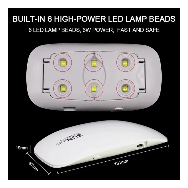 Pinpai Mini Tırnak Kurutucu Uv Led Lamba (6Watt) Beyaz 2748 - Görsel 3