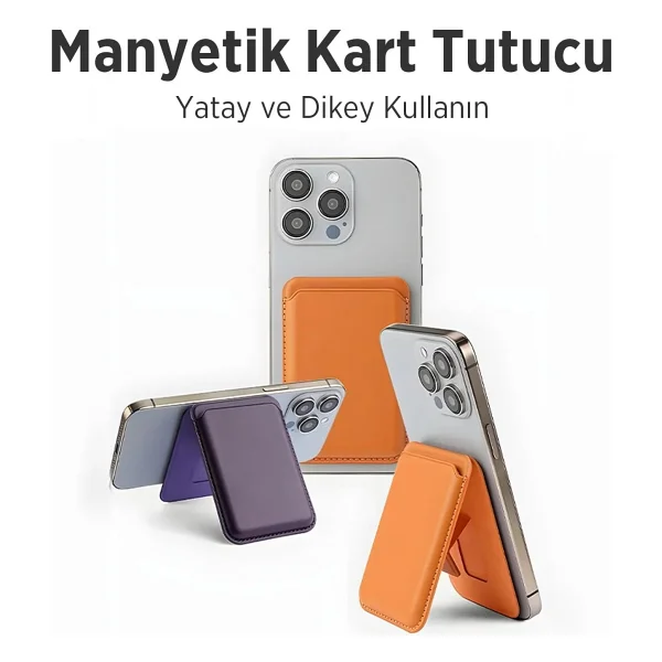 Bix TMW4 iPhone MagSafe Uyumlu Deri Cüzdan Manyetik Kartlık Standlı Katlanabilir Desert Gold - Görsel 6
