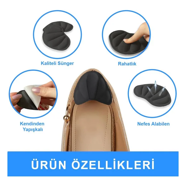 SP01 - Yapışkanlı Midye Bilek Koruma Topuk Vurma Önleyici Ve Ayakkabı Daraltma Yumuşak Sünger Ped (L-XL) - Görsel 5