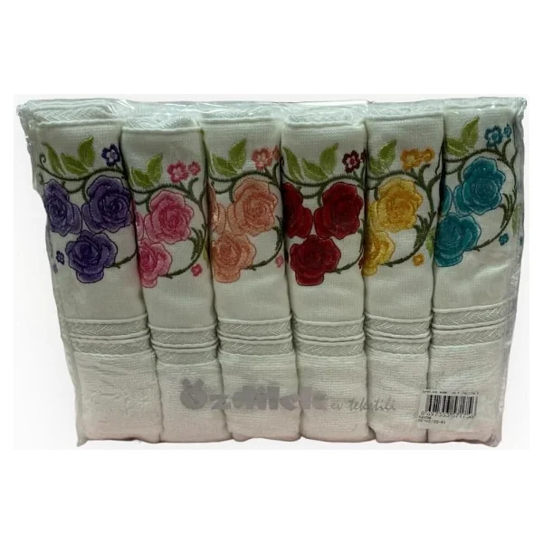 Özdilek Özdilek 6 ADET Nakışlı 50X90 cm Çeyizlik El Yüz Havlusu - Görsel 2