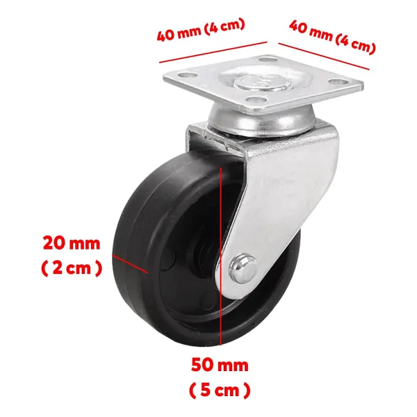 Badem10 Mobilya Ofis Koltuk Tekeri Vidalı Yük Taşıma Alışveriş Sepeti Tablalı Teker 50 MM x 20 mm GRİ - Görsel 2