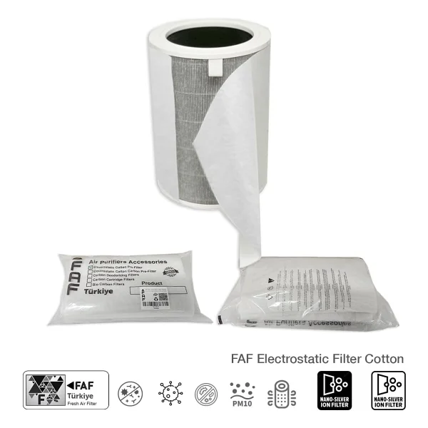 Faf Fresh Air Filter 10 Adet Elektrostatik Pamuk, Xiaomi Purifier Serileri İle Uyumlu Hava Temizleyici Filtre Üstü Elektrostatik Toz Tutucu Koruyucu (Mijia VIOMI) - Görsel 5
