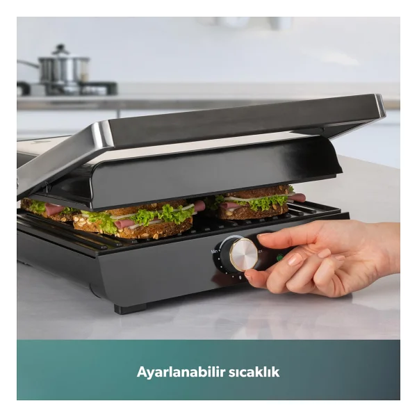 Homend Grilliant 1349H 2000 W Inox Tost ve Izgara Makinesi - Görsel 3