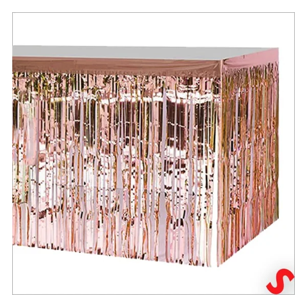 Parlak Saçaklı Işıltılı Masa Eteği 75cm X 275cm - Rose Gold - Görsel 5
