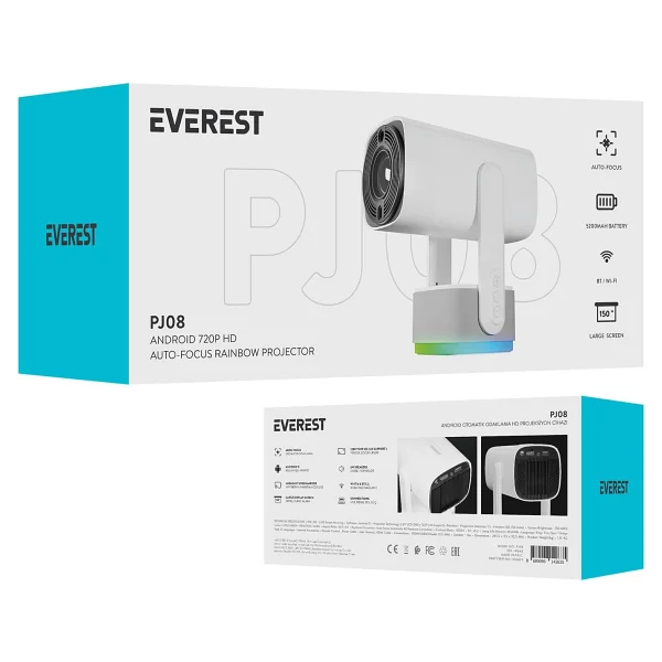 Everest PJ08 5200 Lümen Beyaz Full HD Wi-Fi Android Projeksiyon Cihazı - Görsel 2