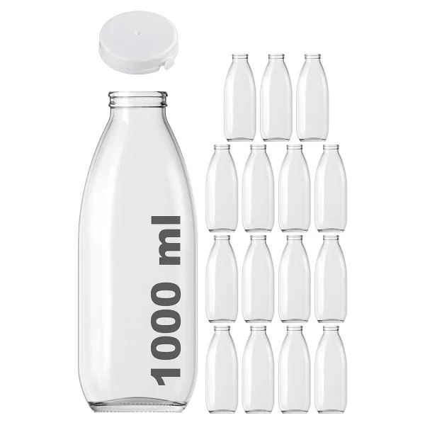 500 ml Şeffaf Sürahi Süt, Ayran, Su, Limonata, Meşrubat Şişesi 500 Cc Yırtmalı Kapaklı Cam Şişe 6 Adet (6, Beyaz Kilitli Kapak, 500) - Görsel 8