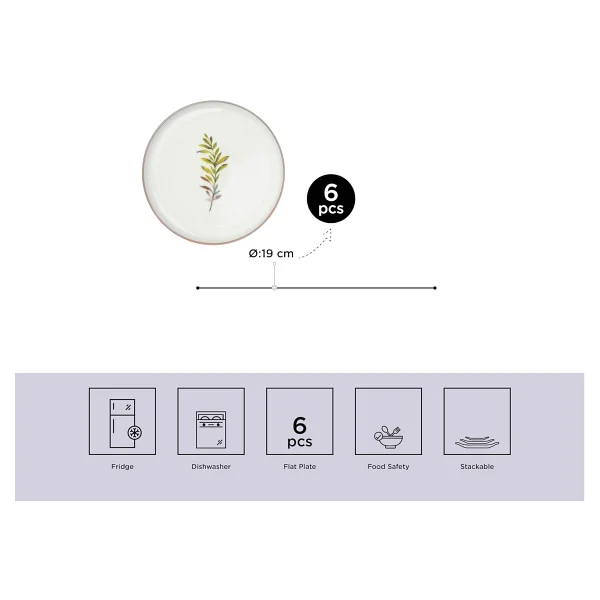 Kütahya Porselen Moderna Comfort 6 Kişilik 19 cm Pasta Takımı - Görsel 3