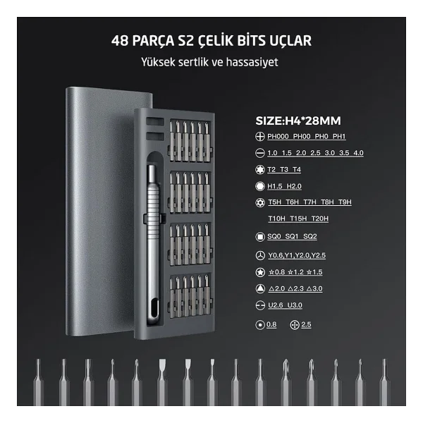 Uf-Tools KS-840117 Hassas 51 Parça Bits Uçlu Tornavida Seti - Görsel 2