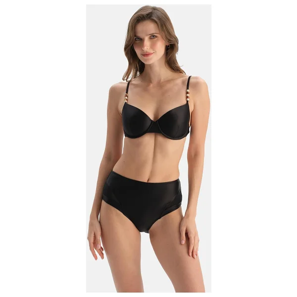 Dagi Tül Detayli Yüksek Bel Bikini Alt Siyah - Görsel 4