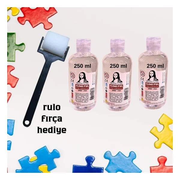 Südor 3 Adet X 250 Ml Puzzle Yapıştırıcı + Dağıtıcı Sünger Rulo Fırça HEDİYE - Görsel 2