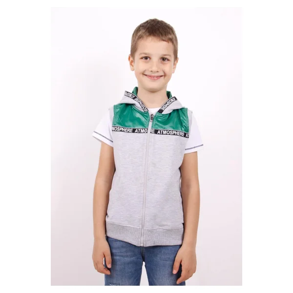 Toontoy Erkek Çocuk Şeritli Kapüşonlu Yelek Lacivert 6 YAŞ - Görsel 5