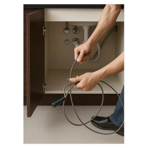 Proalet Kanal Açma Teli, 9 mm Kalınlık, Dayanıklı Metal Tel, Lavabo ve Gider Borusu Açacağı, Tıkanıklık Giderici, Spiral Tel, Ergonomik Sap, Kolay Kullanım, Lavabo, Tuvalet, Banyo, Küvet Açıcı (15 M) - Görsel 5