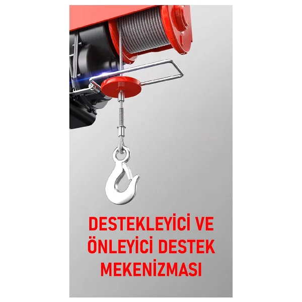 Elektrikli Motorlu Vinç Caraskal 800-1000 Kg 220V 20M Halat Zincir Kaldırma Makinesi Kumandalı - Görsel 6
