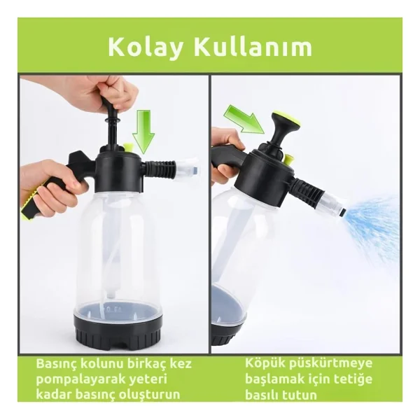 ROBEVE Bear Force Köpük Yapıcı Pompa 2 Litre Köpük Pompası Basınçlı El Pompası Araç Yıkama Şeffaf - Görsel 6