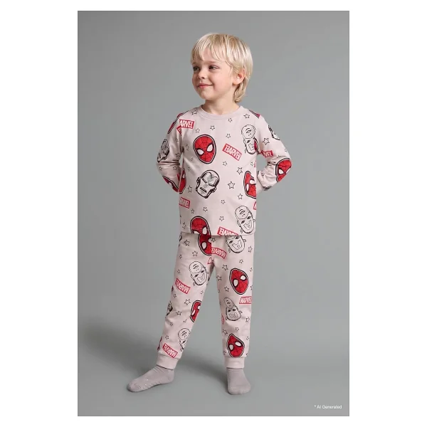 DeFacto%100 Pamuklu Marvel Comıcs Beli Lastikli Pijama Takımı Erkek Bebek - Görsel 2