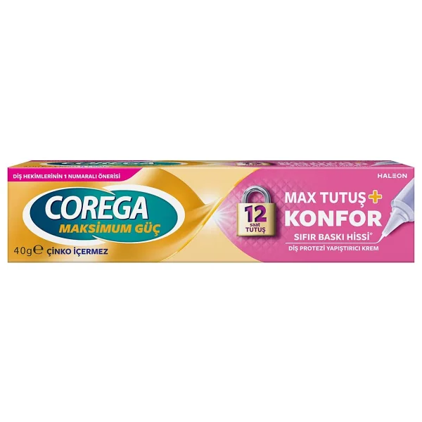Corega Max Tutuş + Konfor Tat İçermez 40 gr Protez Diş Yapıştırıcı - Görsel 3