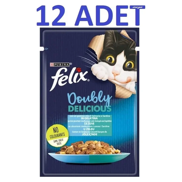 Felix Sardalya ve Somonlu 85 gr 12'li Yetişkin Kedi Yaş Maması - Görsel 3