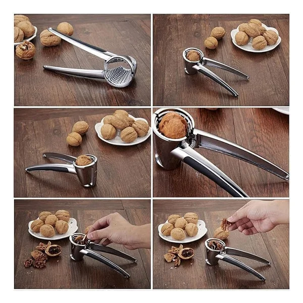 MallArt Profesyonel Ceviz Kıracağı, 18 cm Paslanmaz Çelik, Ergonomik Saplı, Yaylı Mekanizmalı, Ceviz ve Fındık Kıracağı - Görsel 5