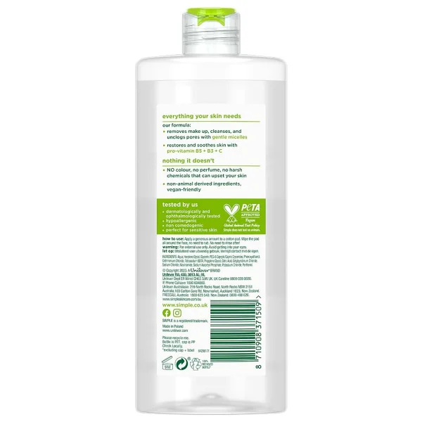 Simple Micellar Kind to Skin 400 ml Makyaj Temizleme Suyu - Görsel 2