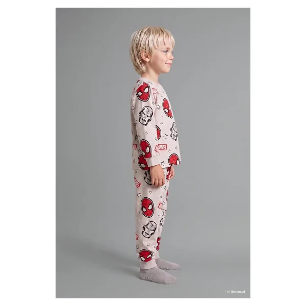 DeFacto%100 Pamuklu Marvel Comıcs Beli Lastikli Pijama Takımı Erkek Bebek - Görsel 3