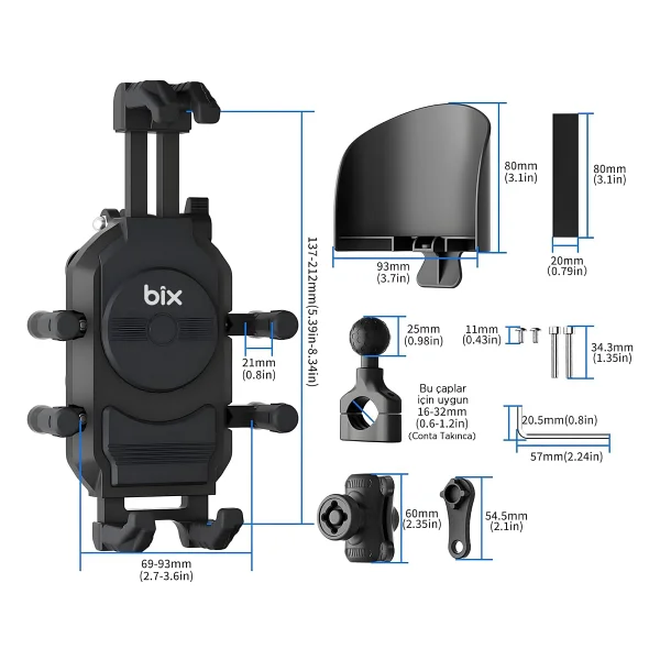 Bix BPH05 Motosiklet/Bisiklet Telefon Tutucu - Görsel 6