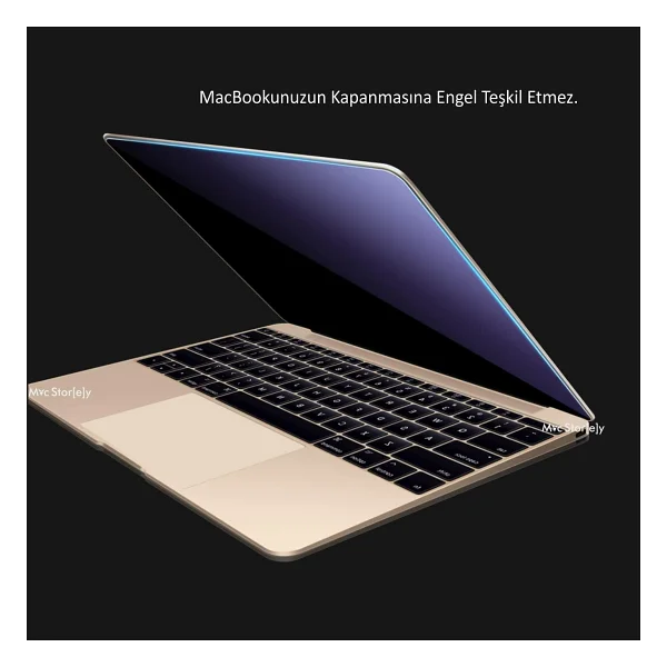 McStorey MacBook Air M1 13 ve MacBook Pro M1-M2 13 inç Uyumlu Parlak Şeffaf Ekran Koruyucu Net Görüntü Retina Uyum Touch Bar Touch ID Destekli Şeffaf - Görsel 7